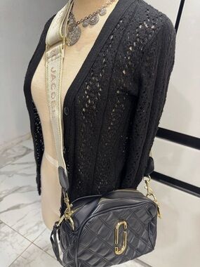 Black Quilted with Logo Strap